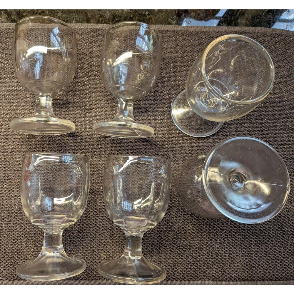 Set of 6 Clear Glass Footed Goblets Tulip Wine Water Juice Pedestal Glasses